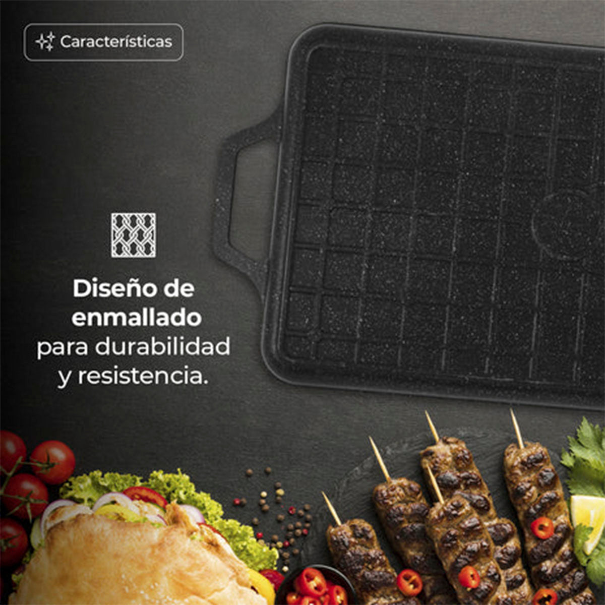 Comal Rectangular de Marmol SCR058 Negro