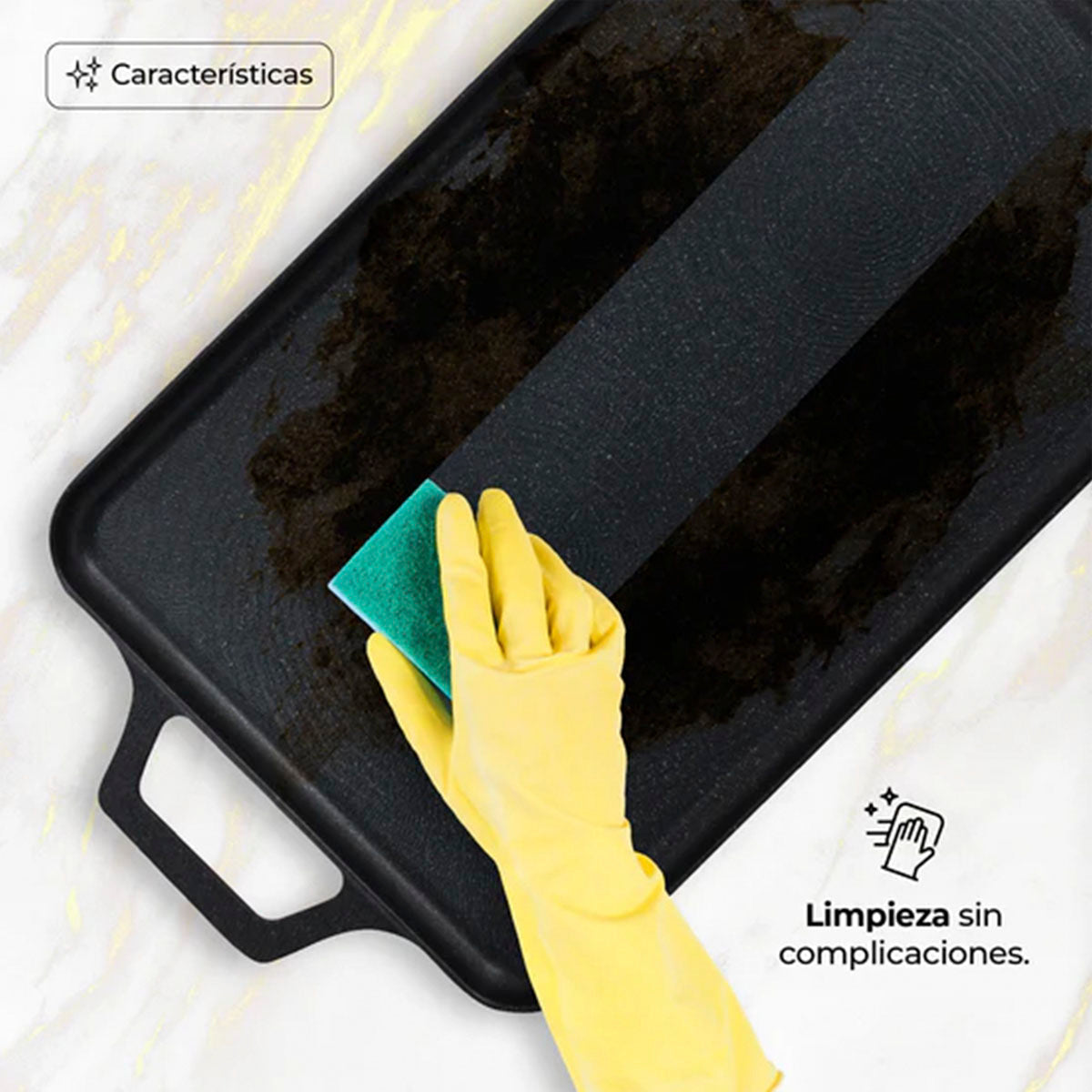 Comal Rectangular de Marmol SCR058 Negro